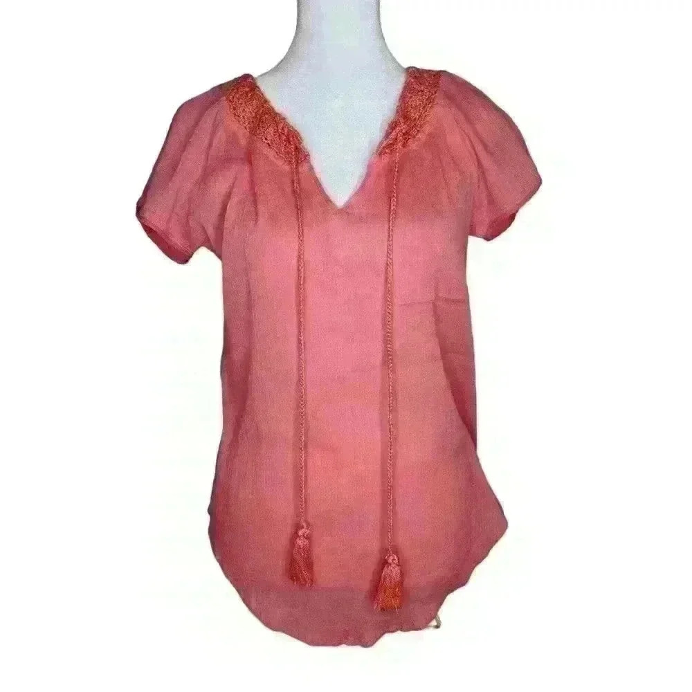 Lucky Brand women's pink lightweight cotton blouse size medium